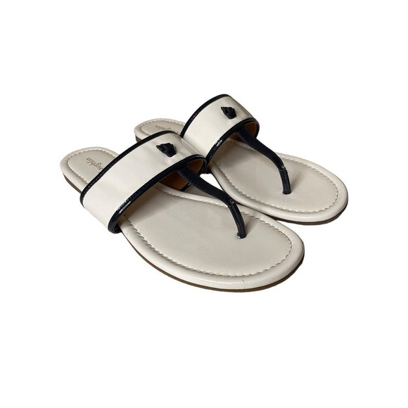J Mclaughlin Leslie Flip Flop Thong Sandals White Black Size 11 M Flats - Picture 2 of 8